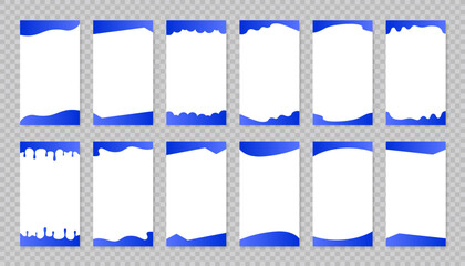 Set of template divider shapes separator header and border for website and app. Top and bottom of divider shapes for web page. Different borders for website, banner, app, poster, background