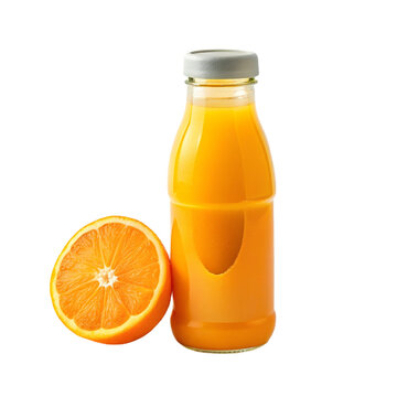 Orange juice bottle on transparent background
