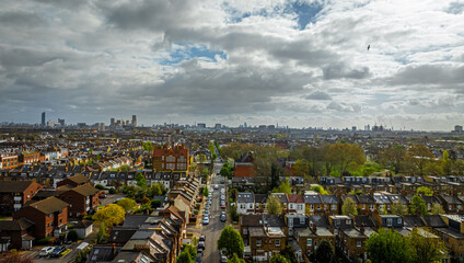 Aerial view of houses in Chiswick, a leafy London suburb with a village feel