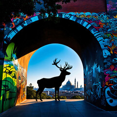 graffiti art with the deer