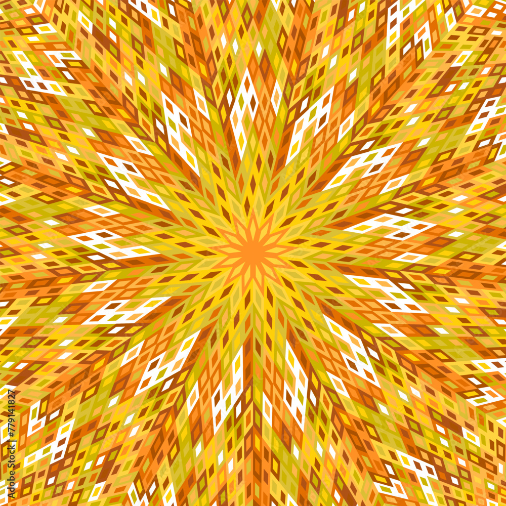 Poster dynamic hypnotic geometrical round tile mosaic background design - colorful circular abstract vector
