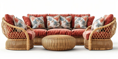 Fototapeta premium Armchair Chairs Wicker Armchairs With Cushions on White Background
