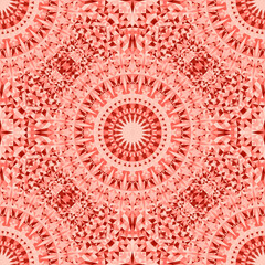 Oriental red mandala ornament pattern background - mosaic bohemian kaleidoscope abstract vector wallpaper