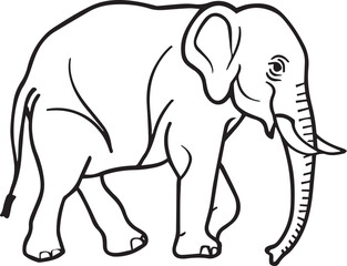 Obraz premium Elephant thin line icons black and white 