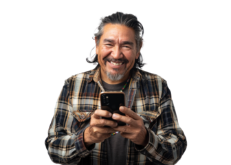 Native American Male with Smartphone