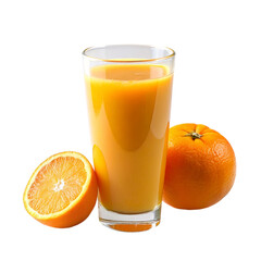 A refreshing glass of orange juice on a transparent background