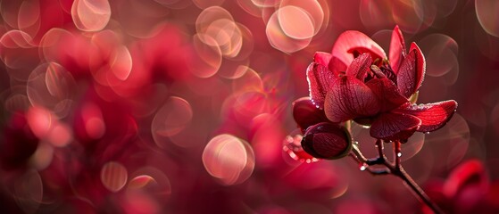   A red flower, tightly framed, atop its stem against a softly blurred backdrop of similar flowers