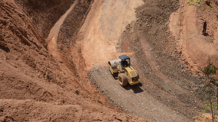 Road rollers are being used in road construction projects