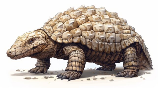   A giant tortoise depicted with its back legs constructed from stacked ice cubes