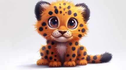  Baby cheetah with large eyes and a black facial mark