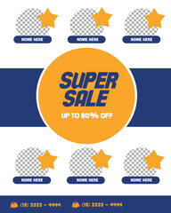 Fototapeta premium Eighty percent, Model with spaces to place Products, little stars, blue