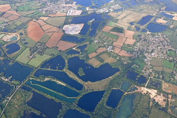 Aerial view of the Cotswold Water Park, Gloucester
