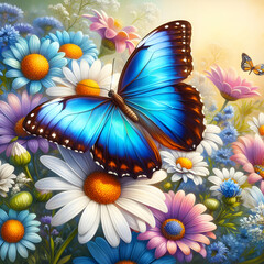 background with butterflies, flower,floral, seamless, wallpaper, butterfly, illustration, Ai generated 