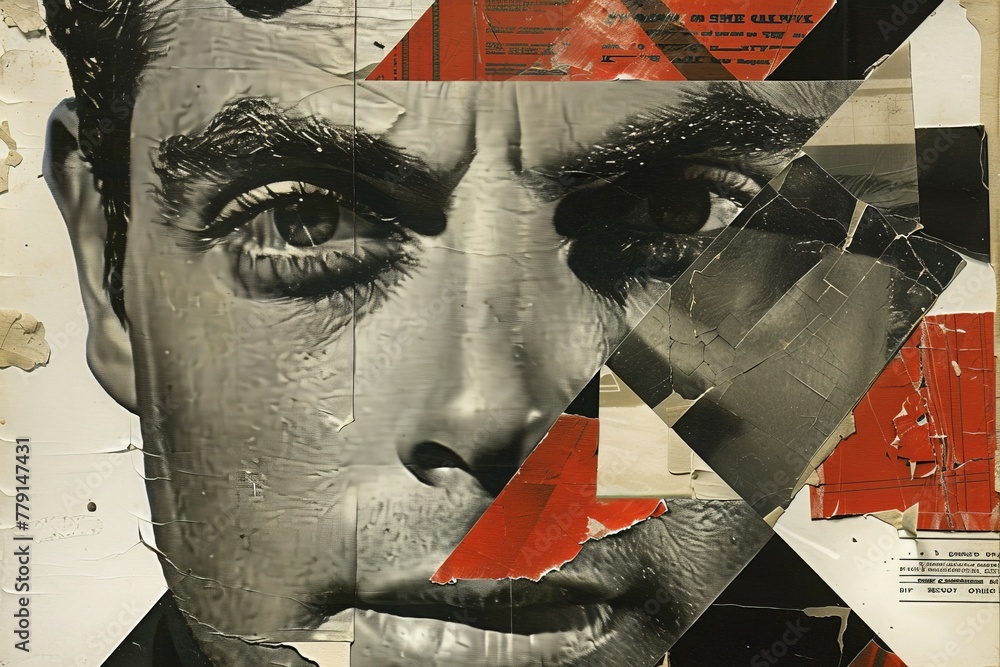 Aufkleber A unique and imaginative collage featuring a mans face, composed of an array of colors and shapes creating a mesmerizing kaleidoscope effect