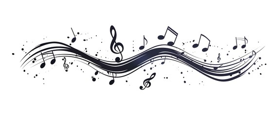 Melodic Waves: Abstract Line Art of Musical Notes for Logo Design. Concept Abstract Art, Musical Notes, Logo Design, Melodic Waves