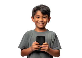 Young Native American Boy with Smartphone