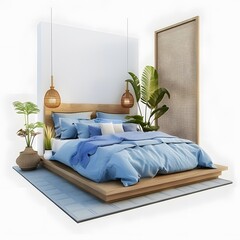 Serene Slumber: Modern Bedroom Bliss with a Touch of Blue