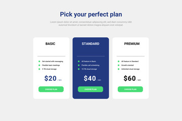 Blue Pricing or data table UI design