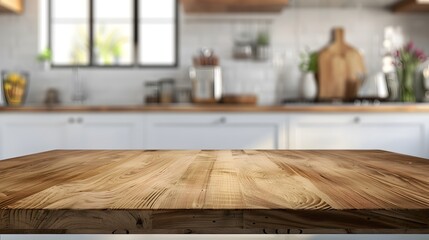 Fototapeta na wymiar Natural Elegance: Enhancing Home Ambiance with Handcrafted Wooden Tabletops