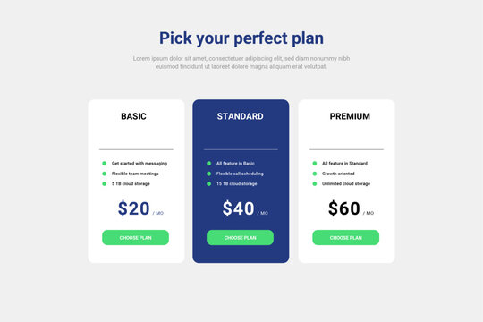 Blue Pricing or data table UI design