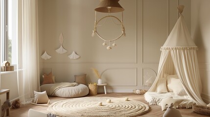 beige interior of a bedroom