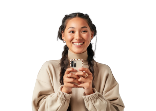 Native American, Phone, Youthful Gaze