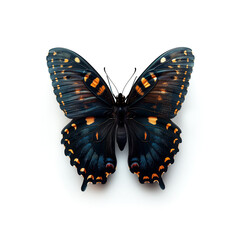 Black Butterfly With Orange Spots on Wings. Generative AI