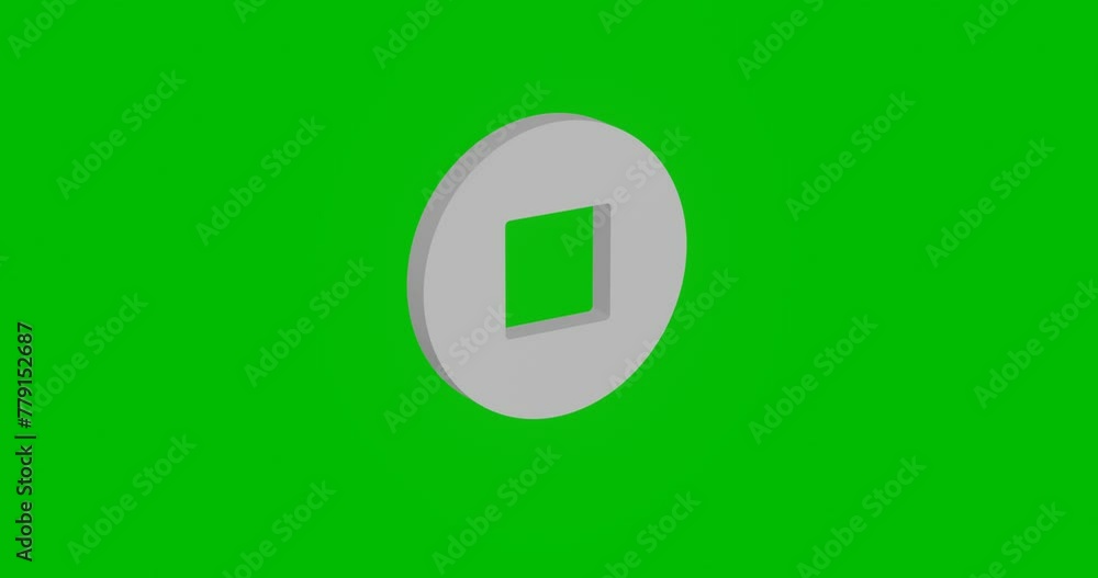 Poster animation of rotation of a white stop media symbol with shadow. simple and complex rotation. seamles