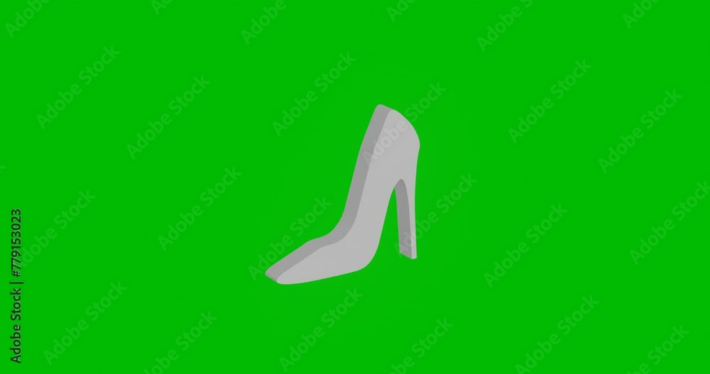 Poster animation of rotation of a white high heel shoe symbol with shadow. simple and complex rotation. sea