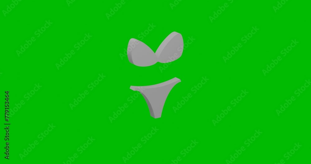 Poster animation of rotation of a white bikini symbol with shadow. simple and complex rotation. seamless lo