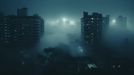tokio city covered in fog created with Generative AI technology