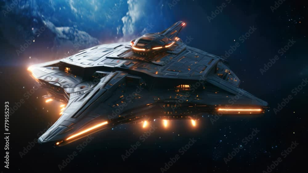 Poster a space ship flies through the sky, showcasing the awe-inspiring wonders of space exploration, detai