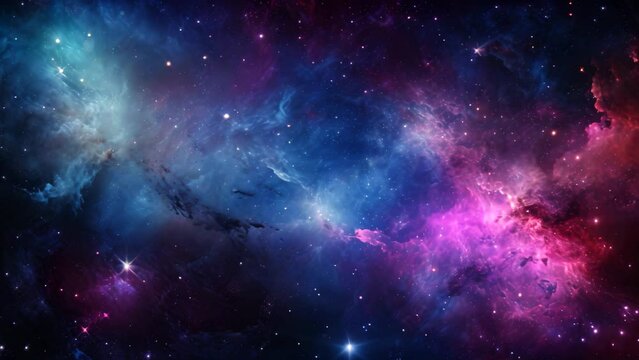 This captivating Video features a stunning expanse of colorful space, brimming with countless stars shimmering in a mesmerizingly beautiful spectacle, Galaxy-inspired abstract backdrop, AI Generated