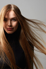 beautiful blond hair woman. girl with smooth shining Hair - 779157405