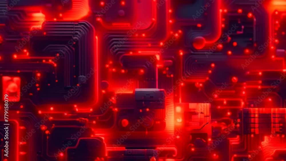 Poster a detailed close up video of a computer circuit board showcasing electronic circuits and components,