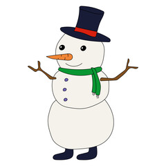 Colorful Snowman Clipart for Lovers of Winter Season. This Winter Theme Snowman Vector Suits Christmas Celebration