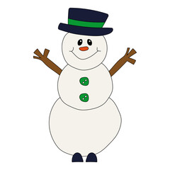 Colorful Snowman Clipart for Lovers of Winter Season. This Winter Theme Snowman Vector Suits Christmas Celebration