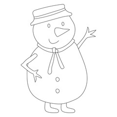 Outline Snowman Clipart for Lovers of Winter Season. This Winter Theme Snowman Vector Suits Christmas Celebration