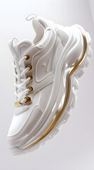 White Designer Sneakers with Gold Accents Showcasing Comfort and Style