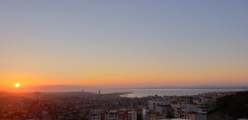 sunset over the city