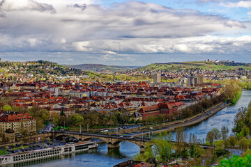 A beautiful day in the medieval city of Wurzburg on a rainy day.