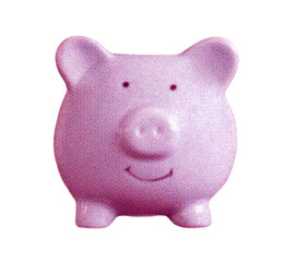 Halftone element for piggy bank collage. Cute pink piggy bank on isolated background. Elements for collages. Vector illustration.