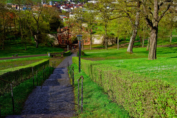 A beautiful day in the medieval city of Wurzburg on a rainy day.