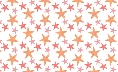 Fototapeta na wymiar Cute summer seamless pattern with colorful starfish