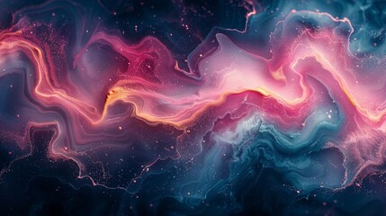Ethereal Abstract Nebula of Swirling Pink and Blue Hues - obrazy, fototapety, plakaty