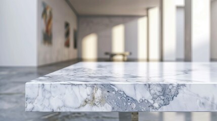 Art museum gallery exhibition with marble stand shelf mock up
