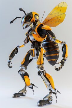 Character of a bee robot depicted as an animated toy.