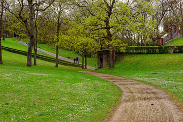 A beautiful day in the medieval city of Wurzburg on a rainy day.