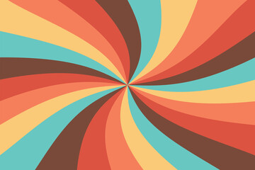 Retro style colored sunburst or sunbeam swirl. abstract background with rays