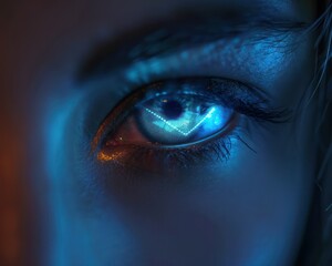 Photograph an individual's eye, with the glow of an email-filled screen reflecting in their gaze, highlighting the overwhelming sensation of unread messages